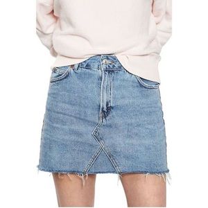 FREE w/purchase Topshop Moto Denim Miniskirt Nordstrom buttons 80s 8 (fits 6-8)